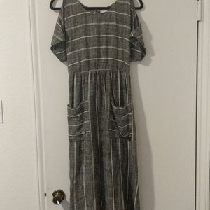 Cooperative linen blend striped dress